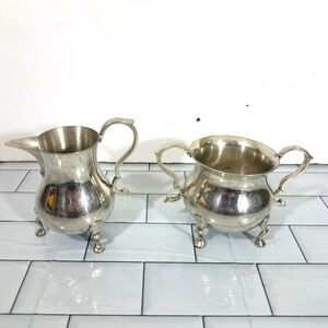 Kirk Steiff Pewter Creamer and Sugar Williamsburg